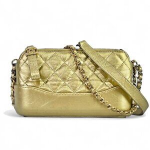 CHANEL Gabrielle Clutch Chain Small Mini Shoulder Bag Clutch Metallic Quilted CC